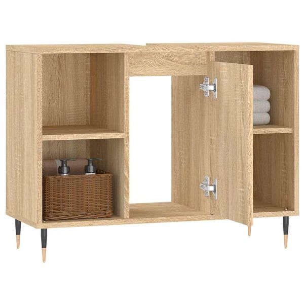 vidaXL Badschrank Sonoma-Eiche 80x33x60 cm Holzwerkstoff