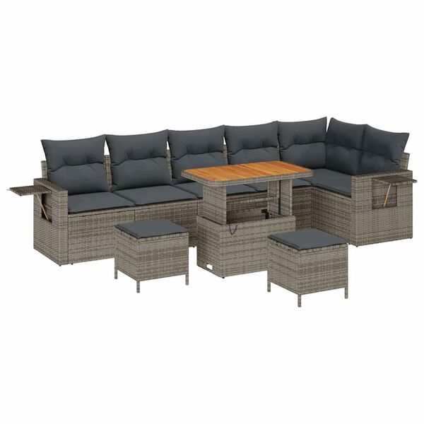 vidaXL Gartensofa-set 9 pcs Grau Poly-Rattan