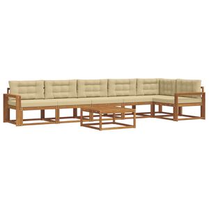vidaXL Outdoor-Sofagarnitur mit Kissen 7 pcs Natur und Beige