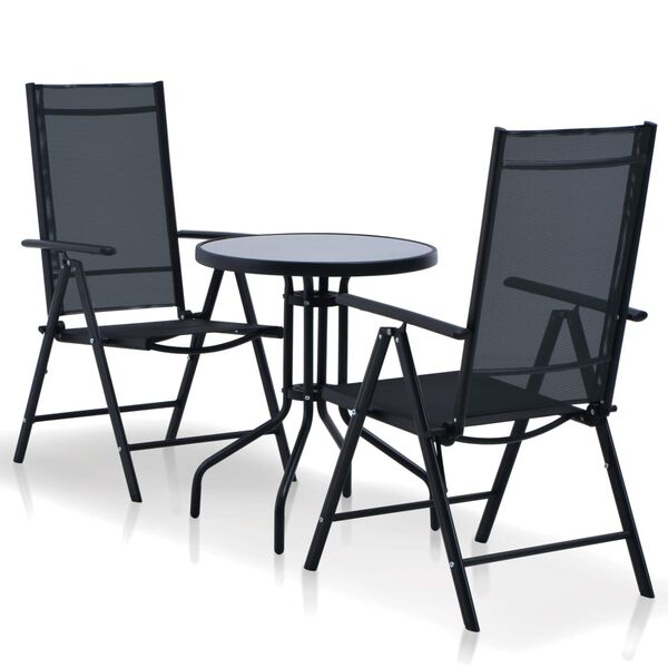 vidaXL 3-tlg. Bistro-Set Aluminium und Textilene Schwarz