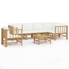 vidaXL 7-tlg. Garten-Lounge-Set mit Cremewei&szlig;en Kissen Bambus