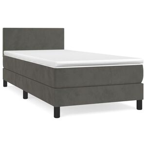 vidaXL Boxspringbett mit Matratze Dunkelgrau 90x200 cm Samt