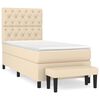 vidaXL Boxspringbett mit Matratze Creme 80x200 cm Stoff
