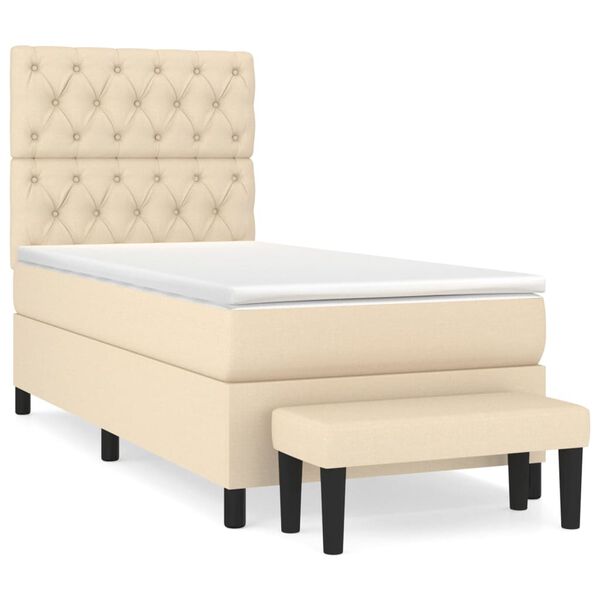 vidaXL Boxspringbett mit Matratze Creme 80x200 cm Stoff