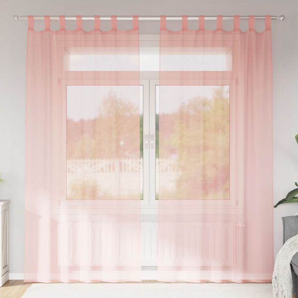 vidaXL Voile Vorh&auml;nge mit Schlaufen 2 Stk. Rosa 140x225 cm