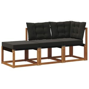 vidaXL Outdoor-Schnittsofa-Einheiten 3 St&uuml;ck Nat&uuml;rlich und Schwarz