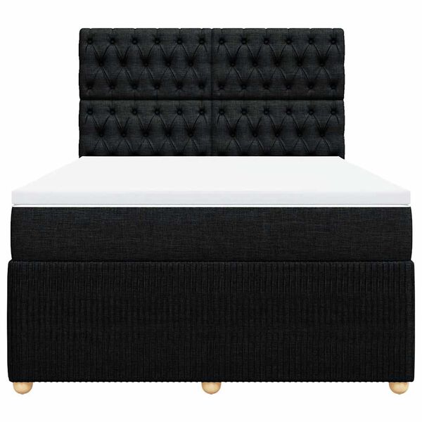 vidaXL Boxspringbett mit Matratze Schwarz 160x200 cm Stoff