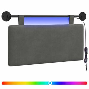 vidaXL H&auml;ngendes Kopfteil Mit LED Licht Dunkelgrau Cordstoff