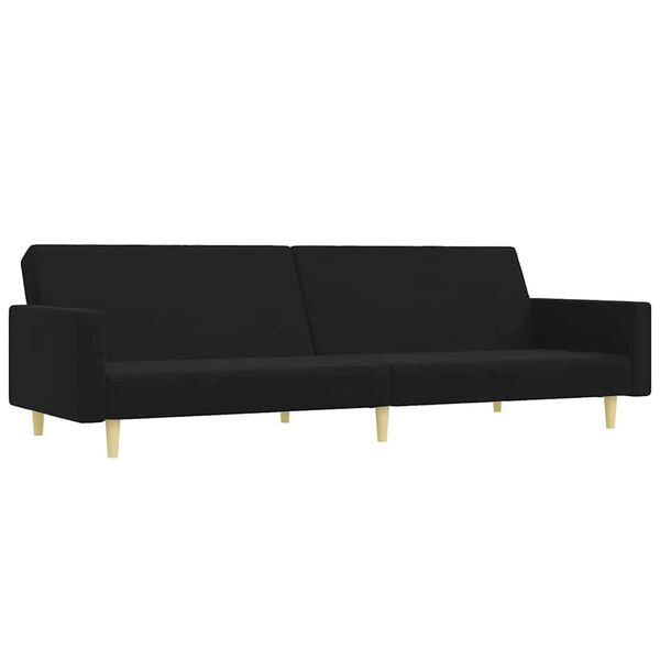 vidaXL Schlafsofa 2-Sitzer mit Fu&szlig;hocker Schwarz Stoff