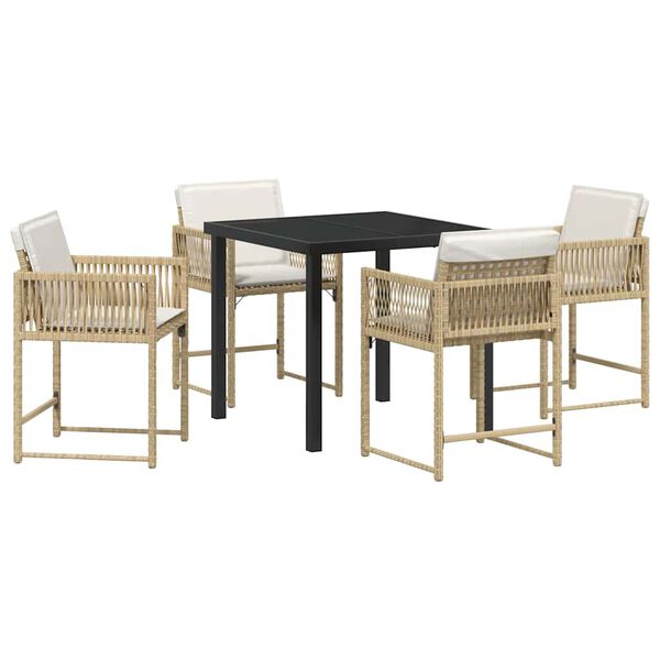 vidaXL Garten Essgruppe 5 pcs Beige Poly-Rattan