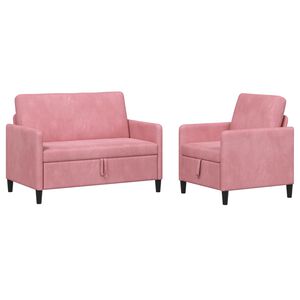 vidaXL Sofa Set mit Stauraum 2 stk. Rosa Polyester