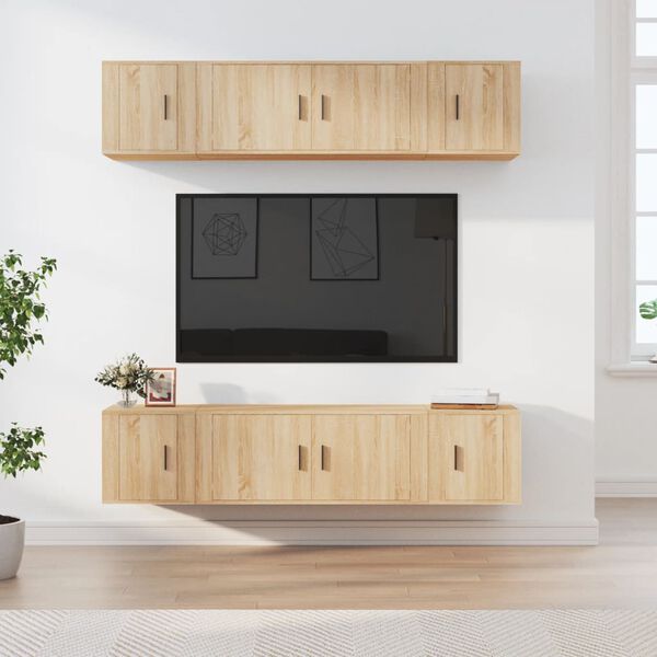 vidaXL 6-tlg. TV-Schrank-Set Sonoma-Eiche Holzwerkstoff