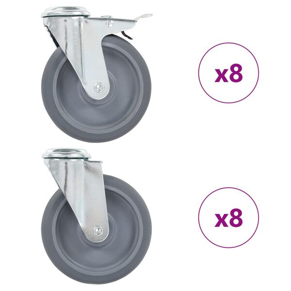 vidaXL 16 Stk. Lenkrollen mit R&uuml;ckenloch 125 mm