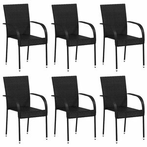 vidaXL Stapelbare Gartenst&uuml;hle 6 Stk. Poly Rattan Schwarz