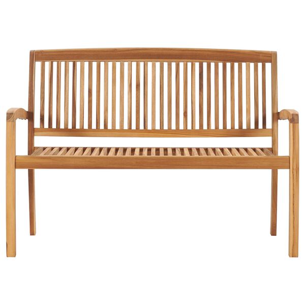 vidaXL Stapelbare Gartenbank mit Auflage 128,5 cm Massivholz Teak