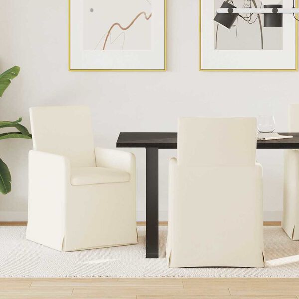 vidaXL Esszimmerst&uuml;hle mit R&auml;dern 2 pcs Beige 57 x 67 x 95 cm Leinen