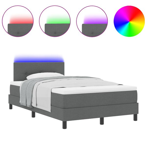 vidaXL Boxspringbett mit Matratze Dunkelgrau 120 x 200 cm Stoff