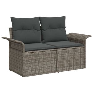 vidaXL Gartensofa mit Kissen Grau 141 x 62 x 69cm Poly-Rattan