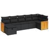 vidaXL 7-tlg. Garten-Sofagarnitur mit Kissen Schwarz Poly Rattan
