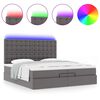 vidaXL Ottoman-Bett mit Matratzen & LEDs Grau 200x200 cm Kunstleder