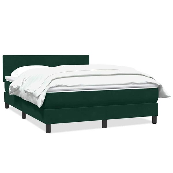 vidaXL Boxspringbett mit Matratze Dunkelgr&uuml;n 140x210 cm Samt