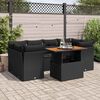 vidaXL 7-tlg. Garten-Sofagarnitur mit Kissen Schwarz Poly Rattan