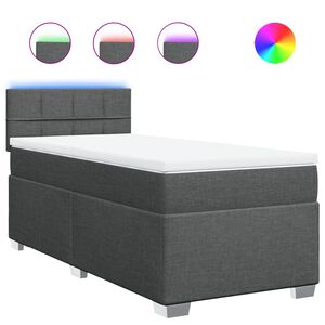 vidaXL Boxspringbett mit Matratze Dunkelgrau 80x200 cm Stoff
