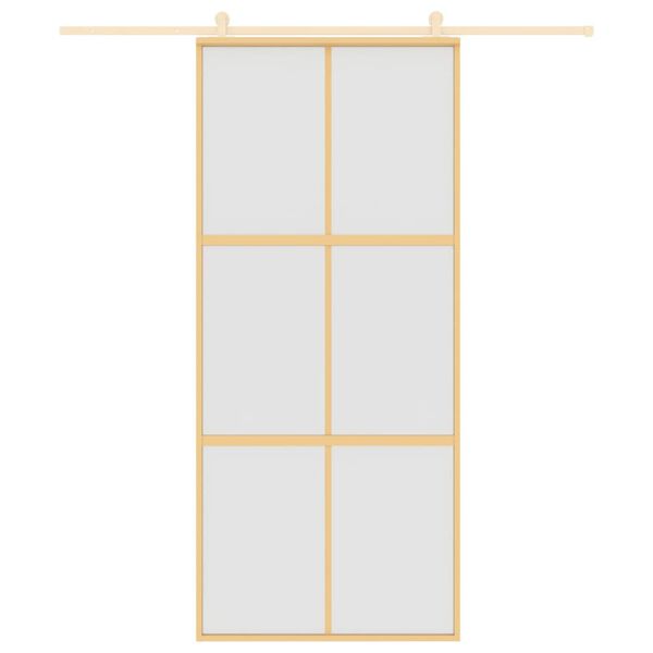 vidaXL Schiebet&uuml;r Golden 90x205 cm Matt ESG-Glas und Aluminium
