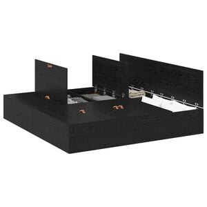 vidaXL Aufbewahrungsbettgestell Schwarz Eichen-Optik 200 x 200 cm