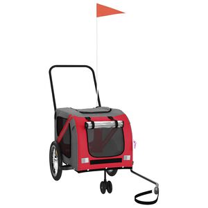 vidaXL Fahrradanhänger Hunde Rot und Grau Oxford-Gewebe und Eisen