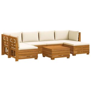 vidaXL Outdoor-Sofagarnitur mit Kissen 7 St&uuml;ck Braun Massivholz Akazie
