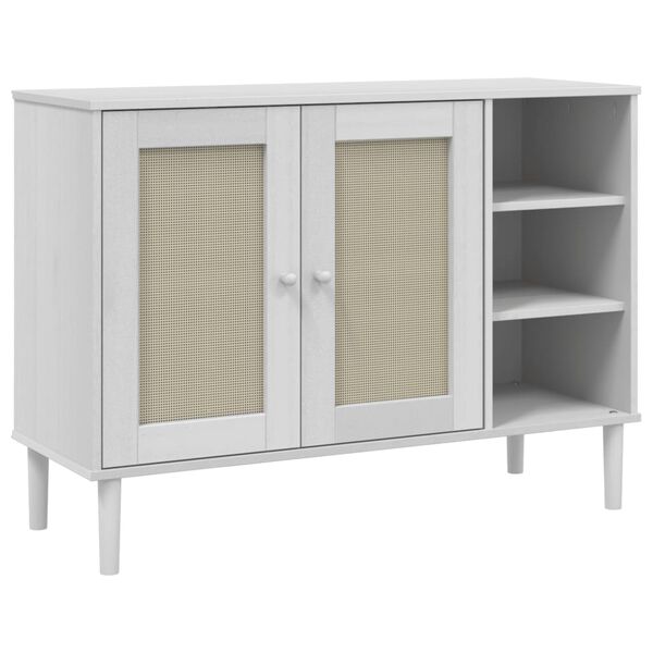 vidaXL Sideboard SENJA Rattan-Optik Weiß 112x40x80 cm Kiefernholz