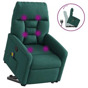 vidaXL Massagesessel mit Aufstehhilfe Dunkelgr&uuml;n Stoff