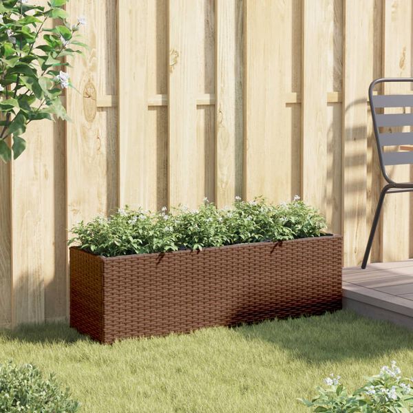 vidaXL Hochbeet mit 3 F&auml;chern Braun 105x30x32 cm Poly Rattan