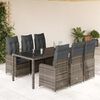 vidaXL 7-tlg. Garten-Bistro-Set mit Kissen Grau Poly Rattan