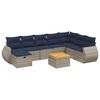 vidaXL 9-teiliges Gartensofa-Set mit Kissen, grau, Polyrattan