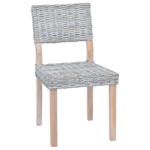 vidaXL Esszimmerstuhl 2 pcs Wei&szlig; gewaschen 46 x 55 x 84 cm Kubu Rattan
