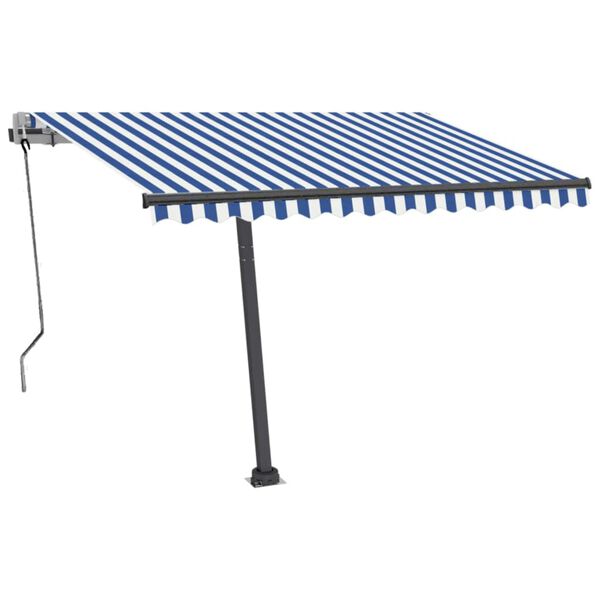 vidaXL Automatische Markise mit LED & Windsensor 300x250 cm Blau Wei&szlig;