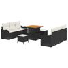 vidaXL Garten-Sofa-Set mit Kissen mit Speicher 9 pcs Schwarz und Creme