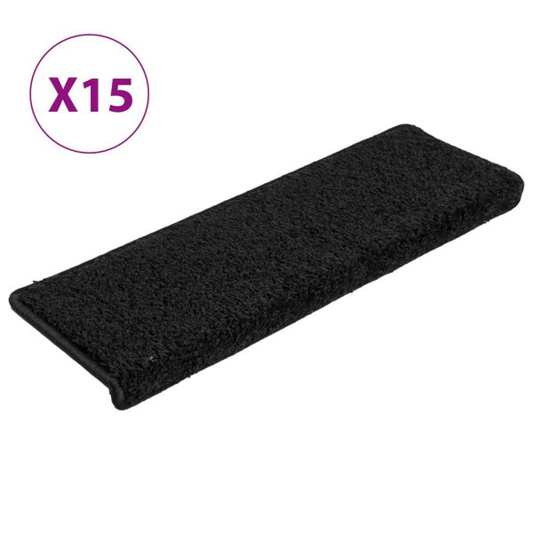 vidaXL Stufenmatten 15 Stk. 65x21x4 cm Schwarz Rechteckiger Rand
