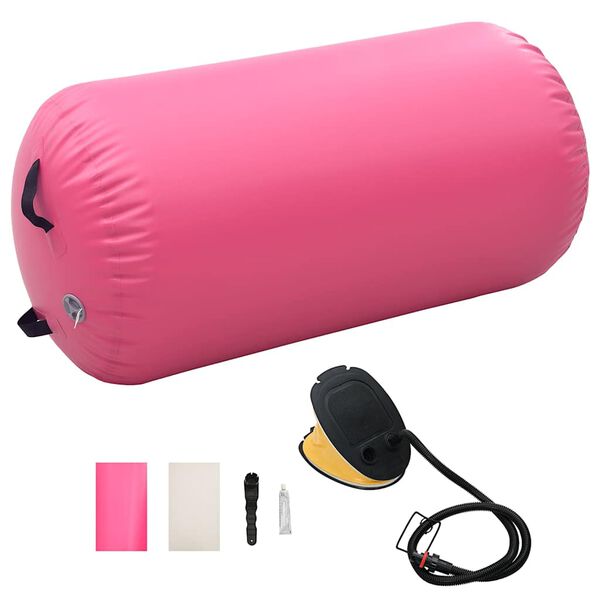 vidaXL Aufblasbare Gymnastik-Rolle mit Pumpe 120x75 cm PVC Rosa