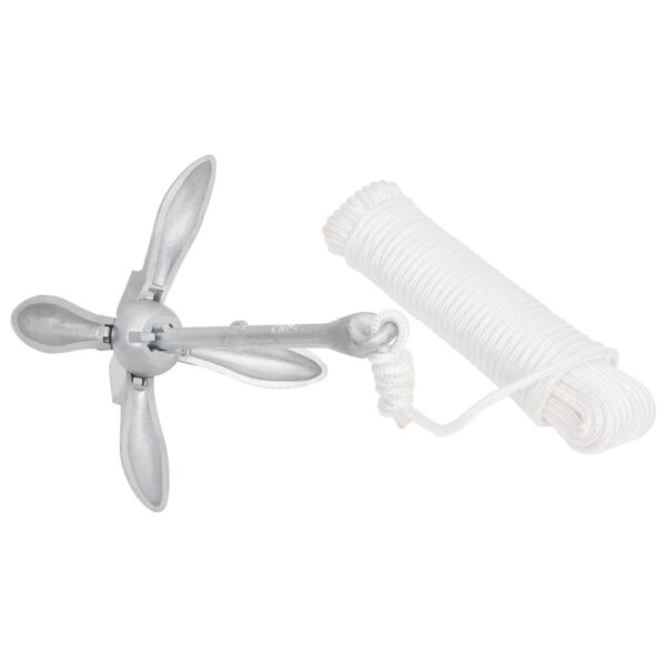 vidaXL Klappanker mit Seil Silber 4 kg feuerverzinktes Gusseisen