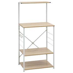 vidaXL Mikrowellenregal Wei&szlig; Eiche-Optik 60x39,6x123 cm Holzwerkstoff