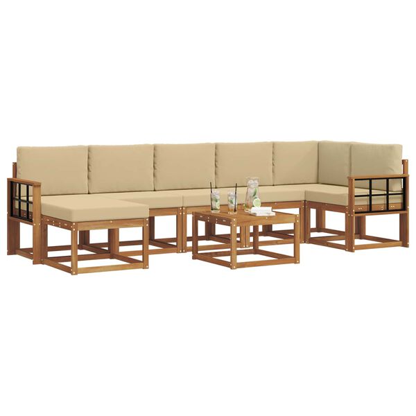 vidaXL Outdoor-Sofagarnitur mit Kissen 8 pcs Natur und Beige