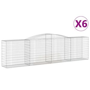 vidaXL Gabionen mit Hochbogen 6 Stk. 400x50x100/120cm Verzinktes Eisen