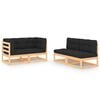 vidaXL 4-tlg. Garten-Lounge-Set mit Kissen Massivholz Kiefer
