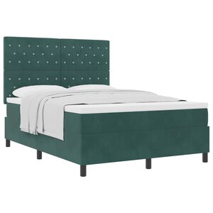 vidaXL Boxspringbett mit Matratze Dunkelgr&uuml;n 140 x 200 cm Stoff