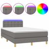 vidaXL Boxspringbett mit Matratze & LED Dunkelgrau 120x200 cm Stoff