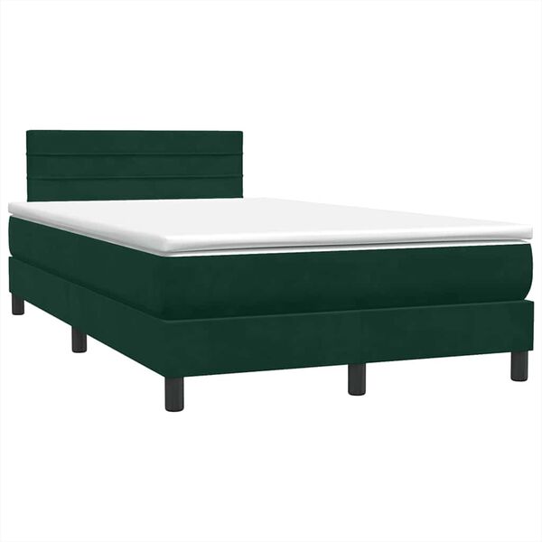 vidaXL Boxspringbett mit Matratze Dunkelgr&uuml;n 120x220 cm Samt
