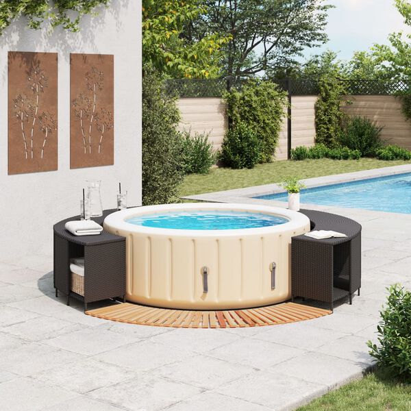 vidaXL Whirlpool-Umrandung Schwarz Poly-Rattan und Massivholz Akazie